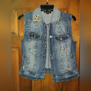 INC Bejeweled Jean Vest